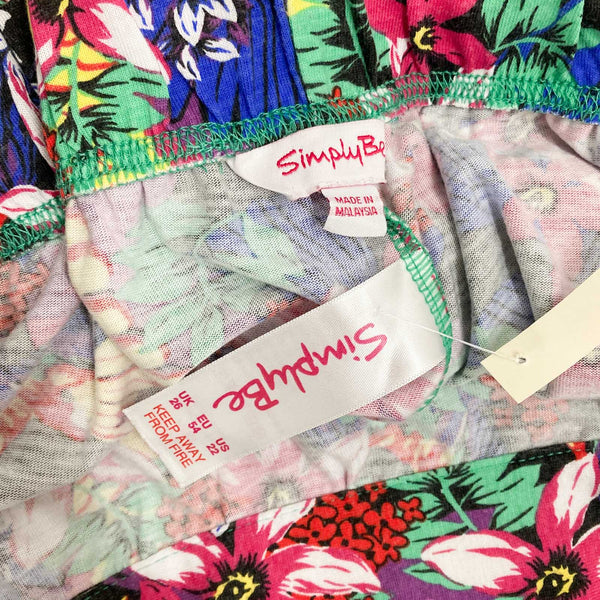 Simply Be Shorts UK 26 Multicoloured Floral Print Jersey 