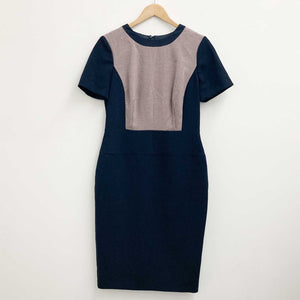 M&S Collection Dress UK 12 Navy Short Sleeve Midi Pencil