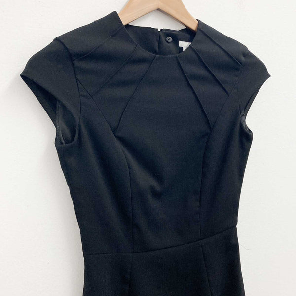 H&M Dress Size 32 UK 6 Black Short Cap Sleeve Pencil