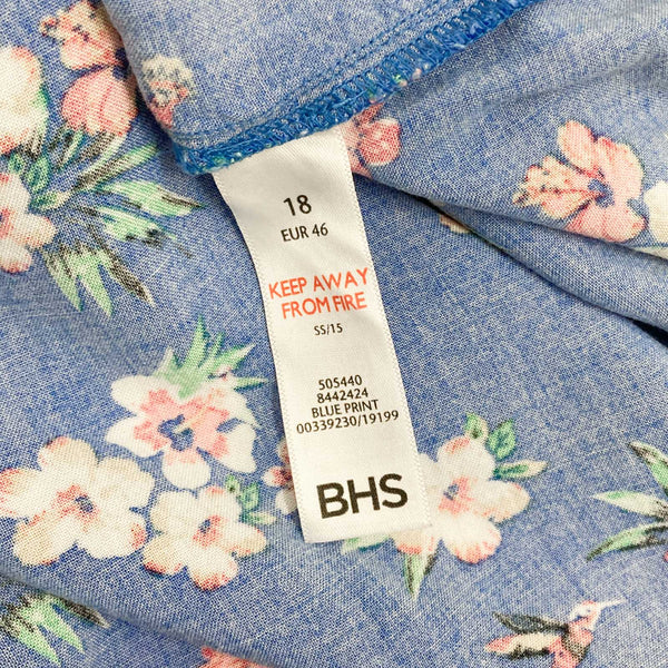 BHS Authentic Dress Size 18 Blue Floral Print Sleeveless 