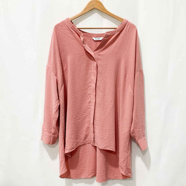 Evans Pink Relaxed Fit Hi-Lo Hem Long Sleeve Shirt UK 20