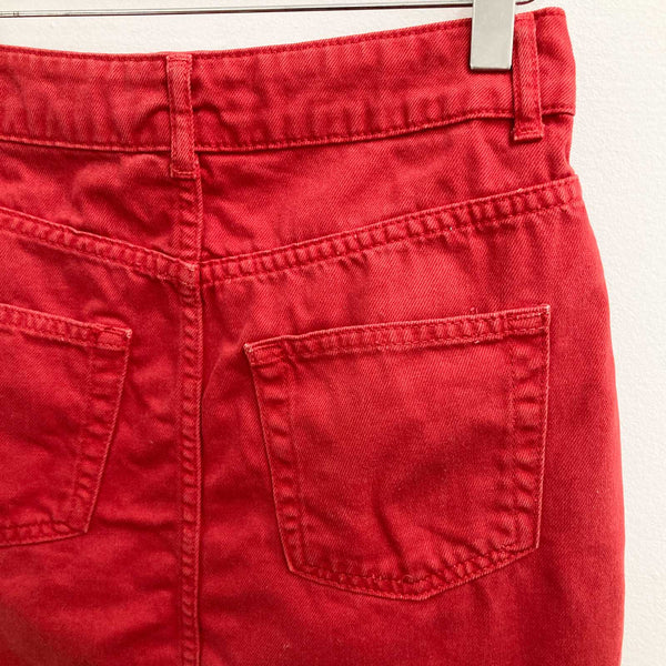 Topshop red denim store skirt