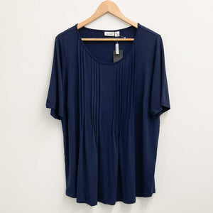 Avenue Navy Short Sleeve Jersey Pleated Top UK 18