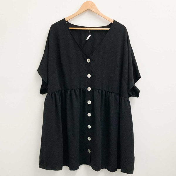 Evans Black Plain Button Tunic UK 20